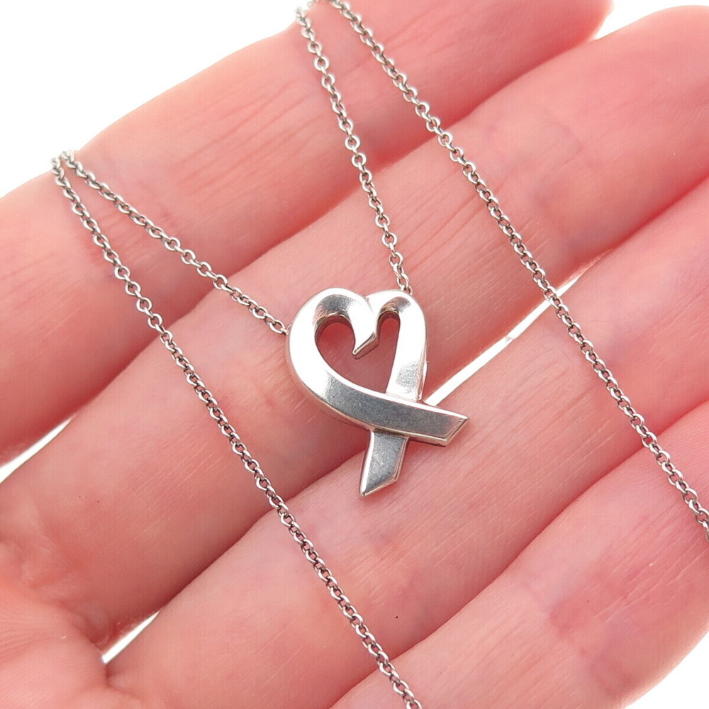 Tiffany & Co. Paloma Picasso Sterling Silver Vintage Loving Heart Necklace 16"